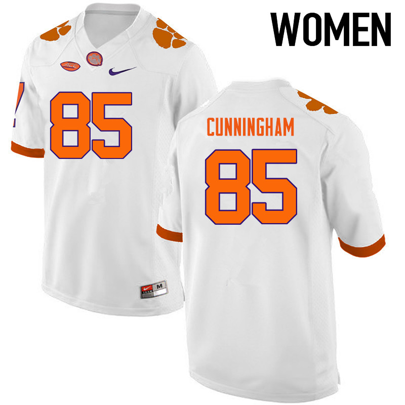 Women Clemson Tigers #85 Bennie Cunningham College Football Jerseys-White